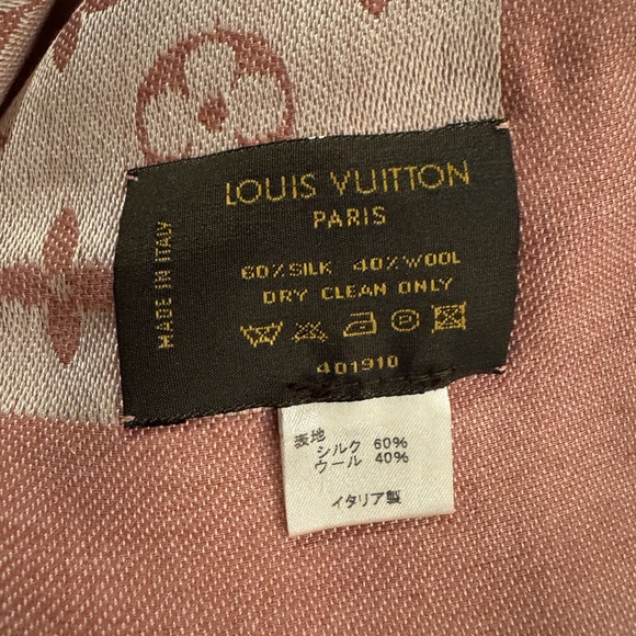 Auth Louis Vuitton Monogram Shine Rose Pink Ivory Shawl LV Wrap Stole Scarf - Picture 15 of 15